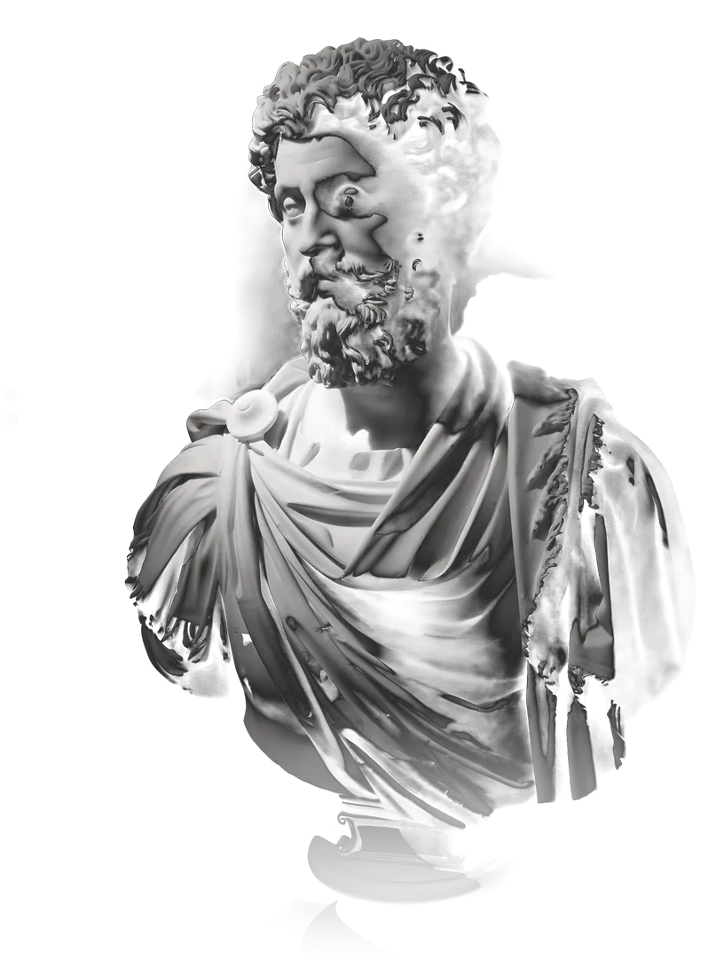 Marble bust of Marcus Aurelius in hard light